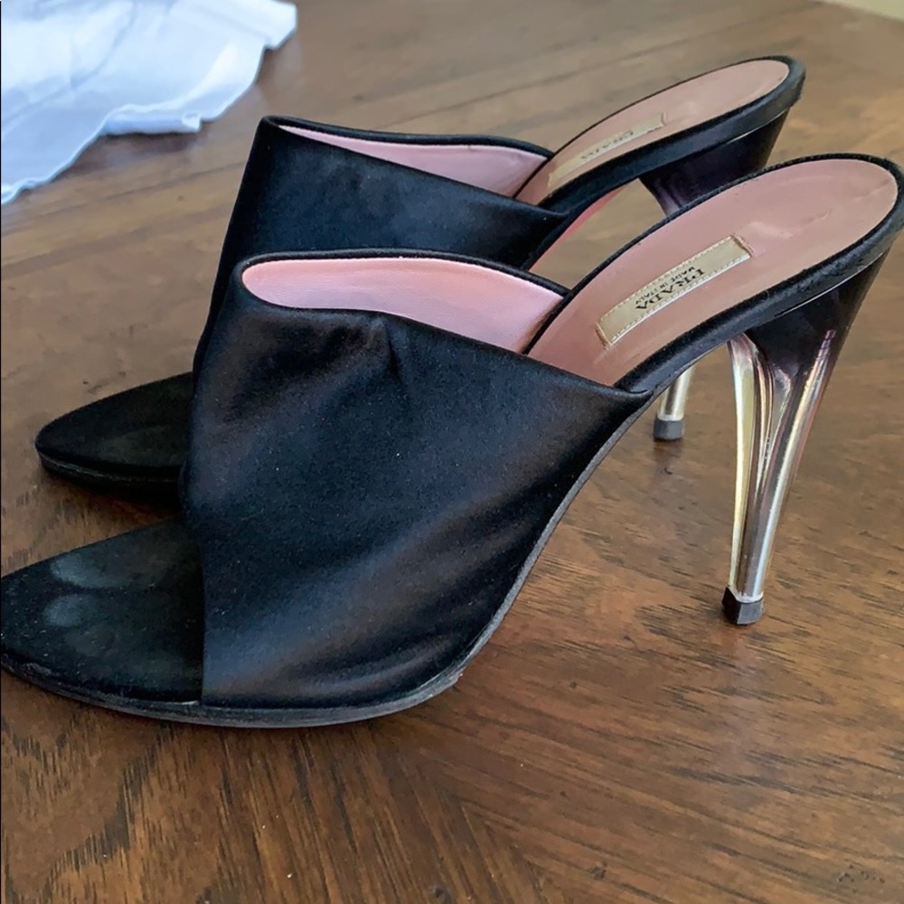 Prada black open toed heels size 7.5